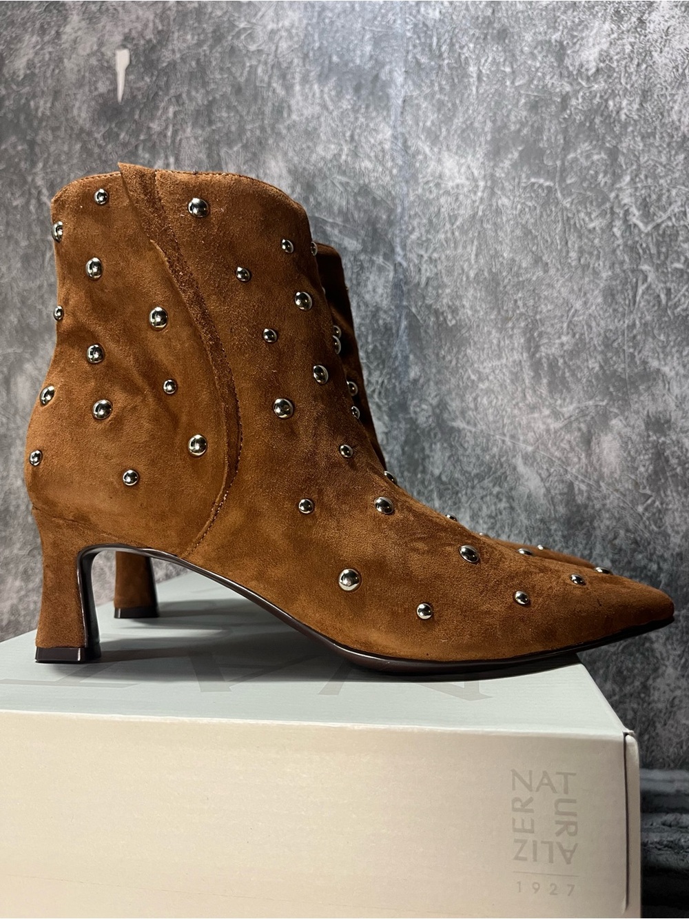 Naturalizer Brown Suede Studded Ankle Booties